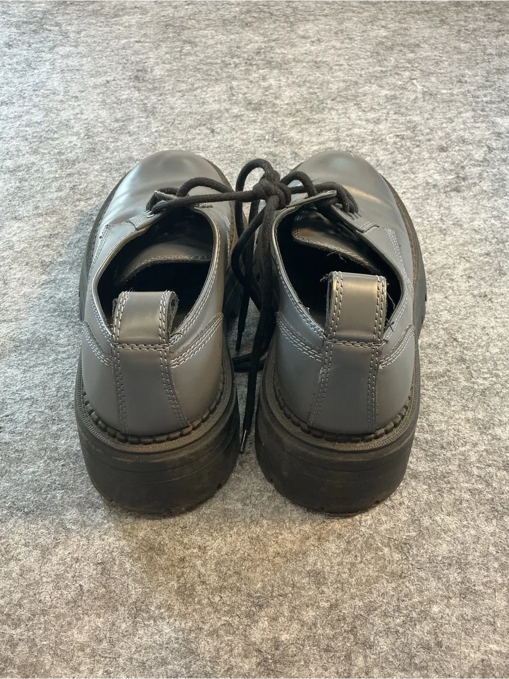 Zara Grey Metallic Chunky 90s Lace-Up Casual Leather Shoes Size 42